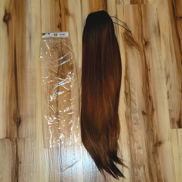 Drawstring Ombre Light Black to Golden Brown Ponytail NWT - Picture 1 of 9